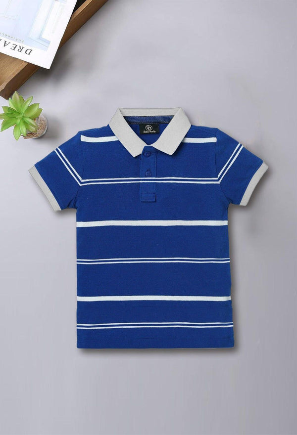 Blue Grey Stripe Kids Polo - Bobbinbash - BOYS- Blue Grey Stripe Kids Polo - Bobbinbash - #tag3#