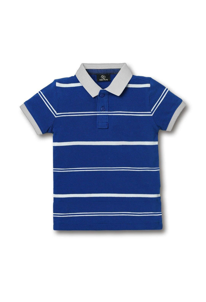 Blue Grey Stripe Kids Polo - Bobbinbash - - Blue Grey Stripe Kids Polo - Bobbinbash - #tag3#