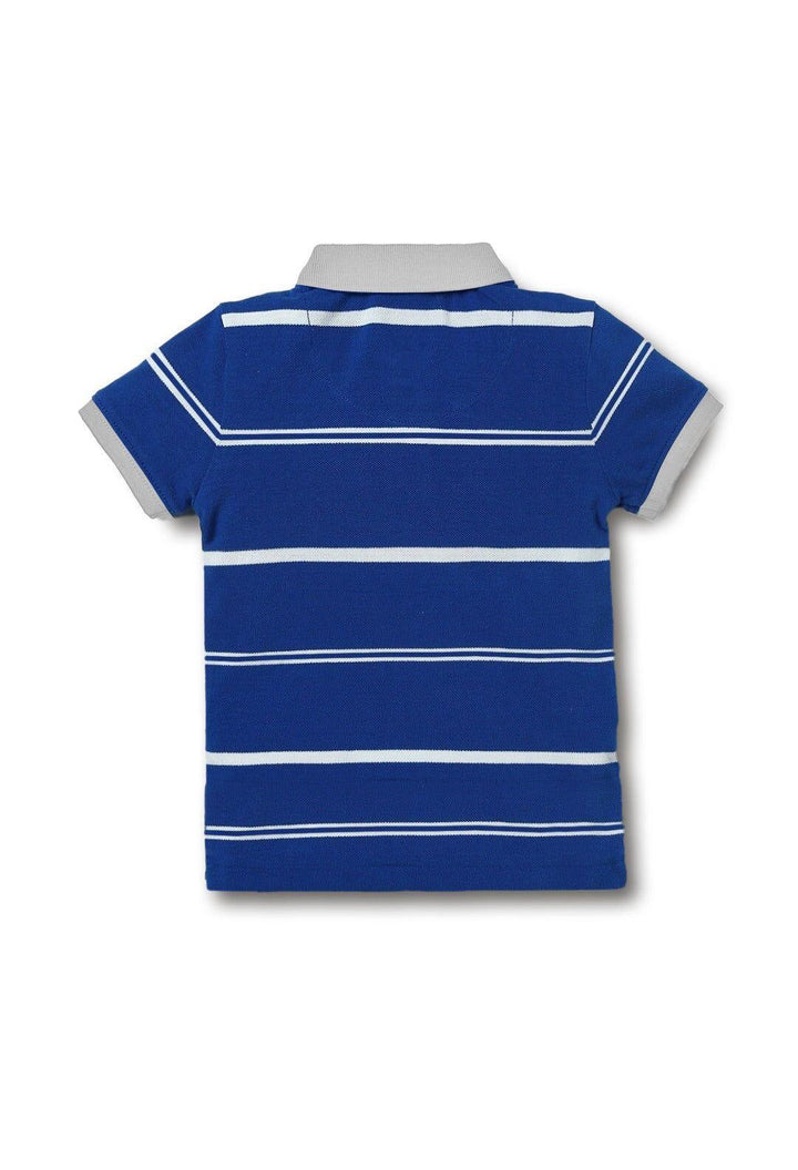 Blue Grey Stripe Kids Polo - Bobbinbash - - Blue Grey Stripe Kids Polo - Bobbinbash - #tag3#