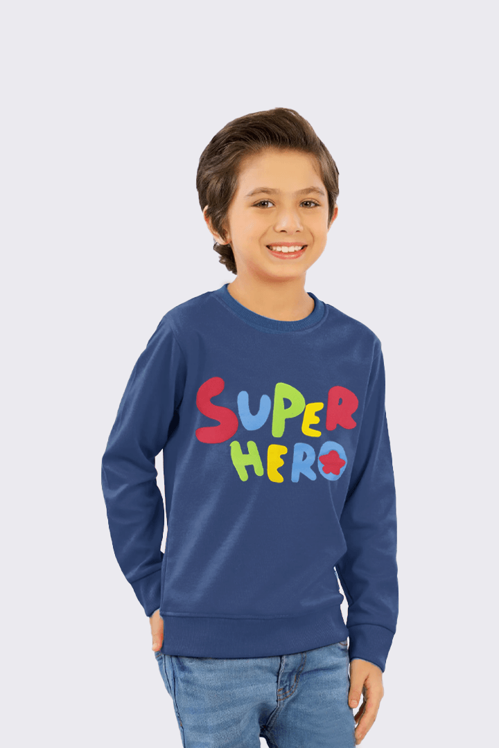 Boys Blue Super Hero Sweatshirt - Bobbinbash - - Boys Blue Super Hero Sweatshirt - Bobbinbash - #tag3#