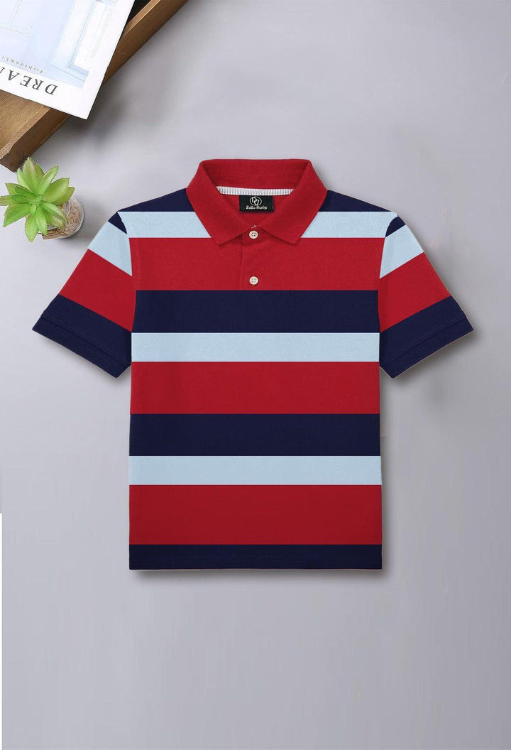 Maroon Striper Kids POLO - Bobbinbash - BOYS- Maroon Striper Kids POLO - Bobbinbash - #tag3#