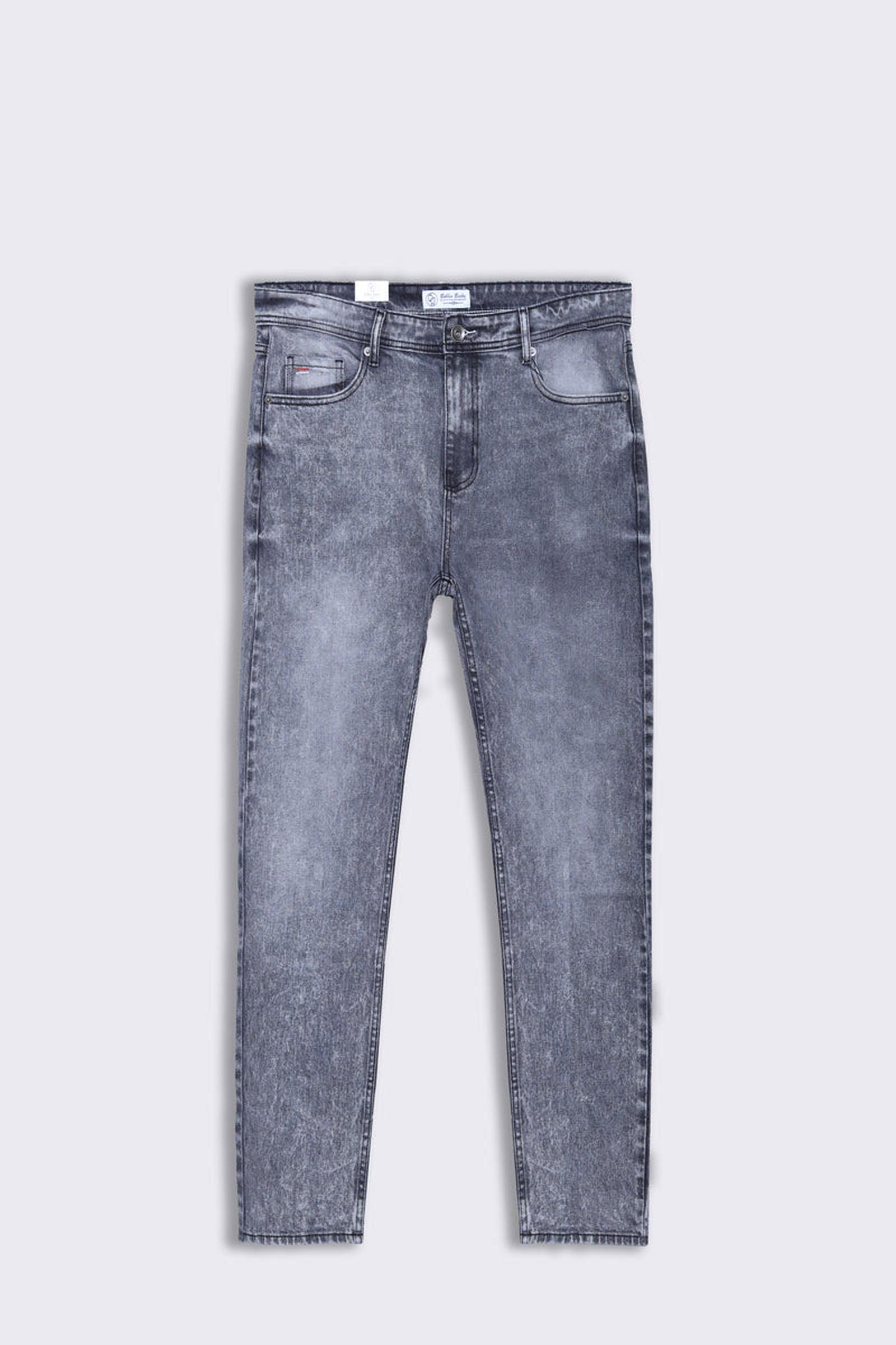 【BAON】TF hidden banding washed brushed denim pants NORI] Light Wash Distressed Stretch 33