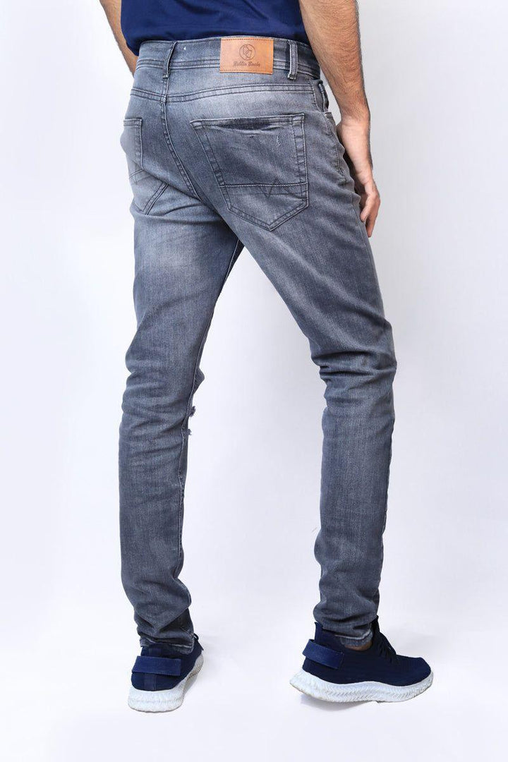 Men Grey Rip & Repair Stretch Denim Jean - Bobbinbash - - Men Grey Rip & Repair Stretch Denim Jean - Bobbinbash - #tag3#