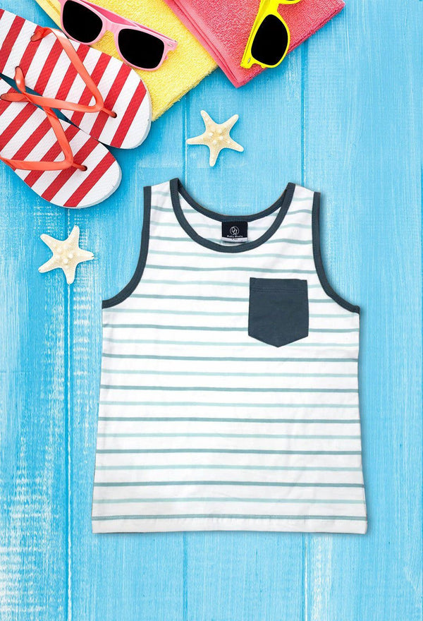 Mint-Ecru Striper Sando - Bobbinbash - BOYS- Mint-Ecru Striper Sando - Bobbinbash - #tag3#