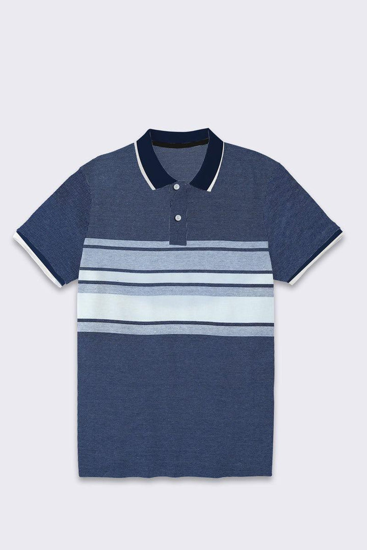 Navy White Texture Strip Polo - Bobbinbash - MEN- Navy White Texture Strip Polo - Bobbinbash - #tag3#