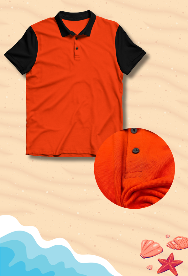 Kids' Orange and Black Cotton Polo Shirt #kidsfashion #kidsclothing #sewing #embroidery