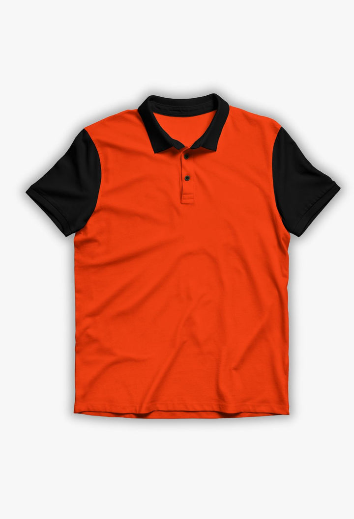 Kids' Orange and Black Cotton Polo Shirt #kidsfashion #kidsclothing #sewing #embroidery